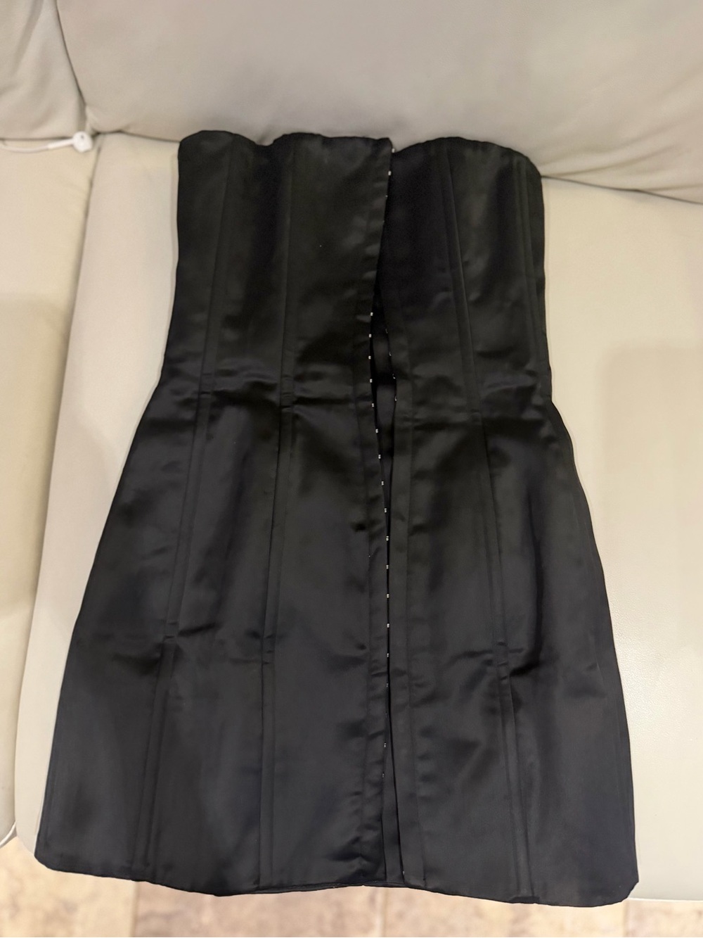 Danielle Guizio Black Satin Corset Dress